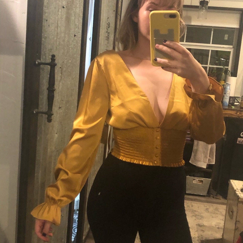 Forever 21 Gold Satin Crop Top